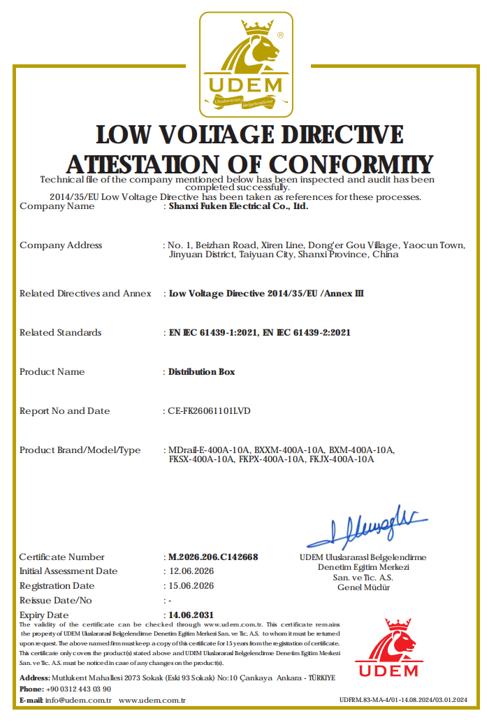 LOW VOLTAGE DIRECTIVE ATTESTATION OF CONFORMITY