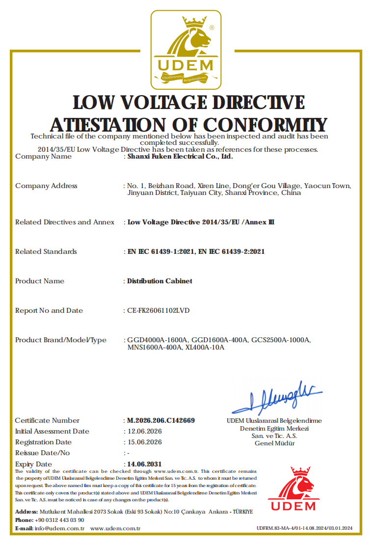 LOW VOLTAGE DIRECTIVE ATTESTATION OF CONFORMITY